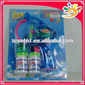 Wholesale Blue bubble gun with light,plastic bubble gun toys with two bottles bubble water